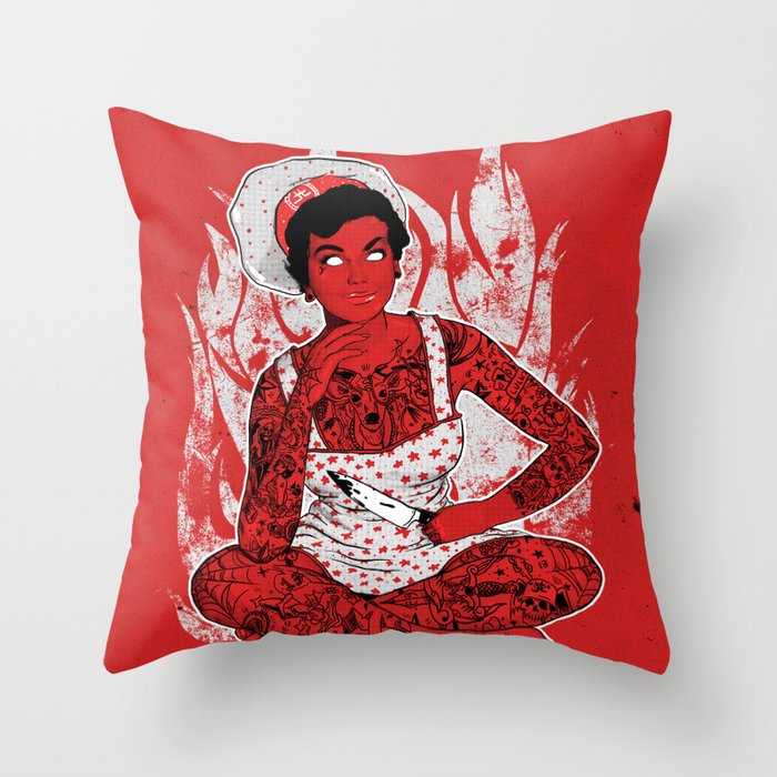 Housewife From Hell Throw Pillow
