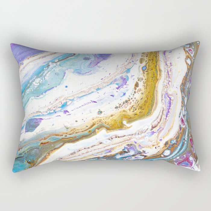 Abstract Contemporary Painting Art Galaxy Fluid Painting Space Universe Purple Pink Blue Rectangular Pillow