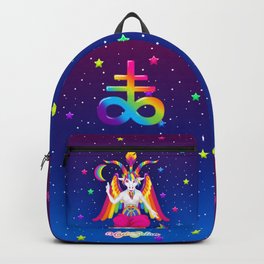 1997 Neon Rainbow Baphomet Backpack | Stars, Graphicdesign, Baphomet, Goat, 90S, Neon, Curated, Eliphaslevi, Devilworship, 80S 