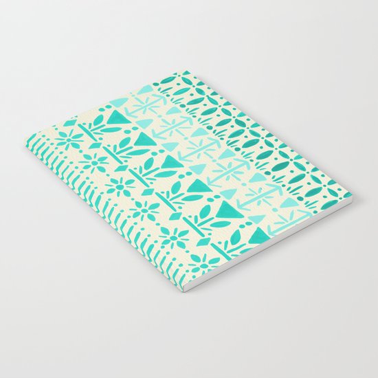 Norwegian Pattern – Aqua on White Notebook