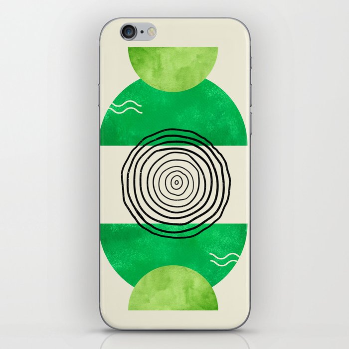 Abstract green watercolor Modern abstract aesthetic with geometric balance shapes and lines iPhone Skin