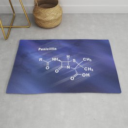 Penicillin, antibiotic drug, Structural chemical formula Area & Throw Rug