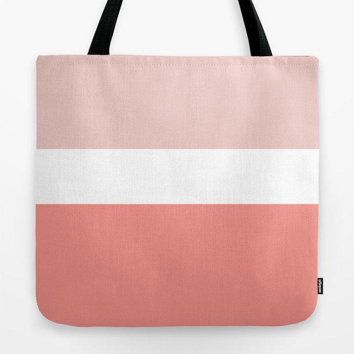 Blush White and Coral Colorblock Tote Bag by annaleeblysse Society6