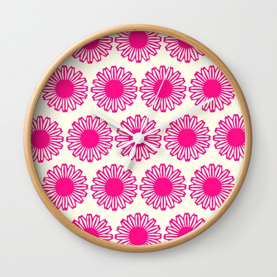 vintage flowers pink Wall Clock