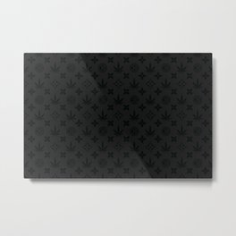 Dark Marijuana tile pattern. Digital Illustration background Metal Print | Weed, Cannabis, Ganja, Dark, Black, Lifestyle, Cbd, Elegant, Subtle, Symbol 