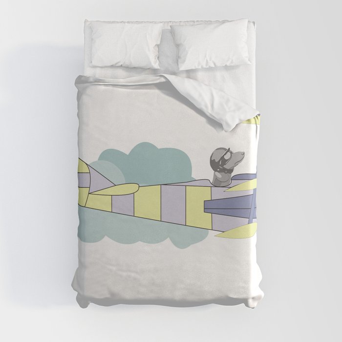 Dog air-cloud pilot. Joy in the clouds collection Duvet Cover