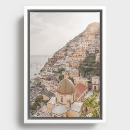 Positano Bliss Photo | Amalfi Coast Mountain Landscape In Pastel Color Art Print | Italy Travel Photography Framed Canvas