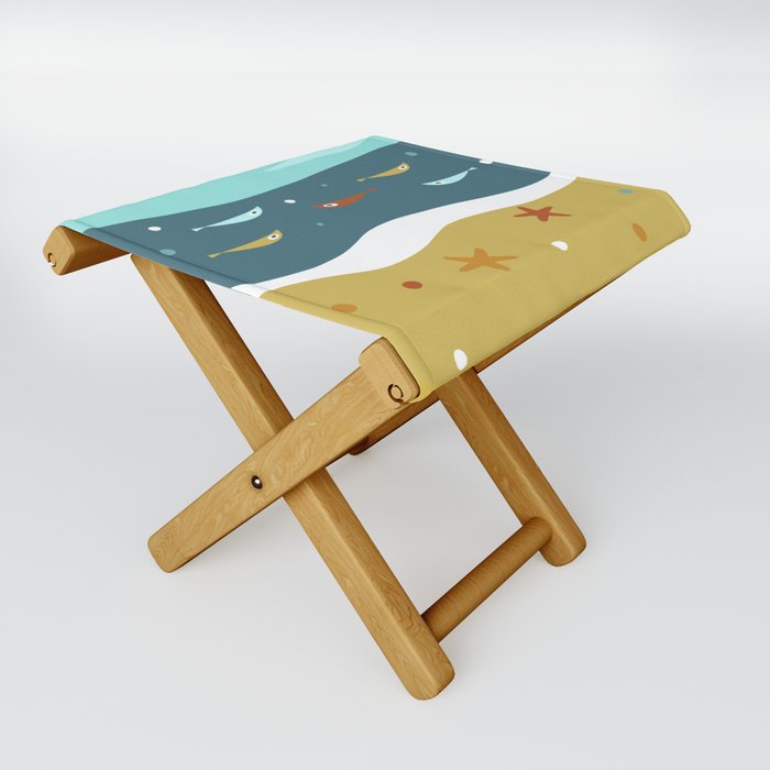 Mid Century Atomic Summer Beach Folding Stool