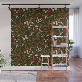 red mushrooms on green Wall Mural