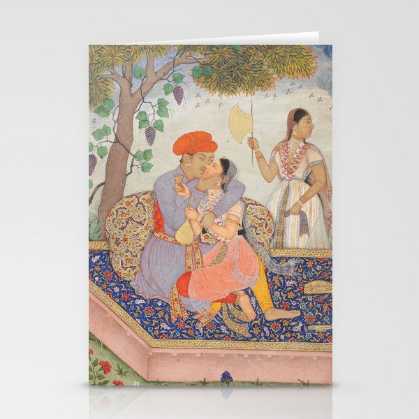 Lovers Embracing Indian Watercolor, 1630 Stationery Cards