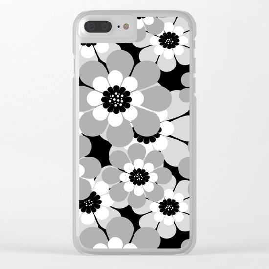 The floral pattern . black, grey , white . Clear iPhone Case