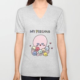 Cute Octopus Family/Mama and Baby Octopus V Neck T Shirt