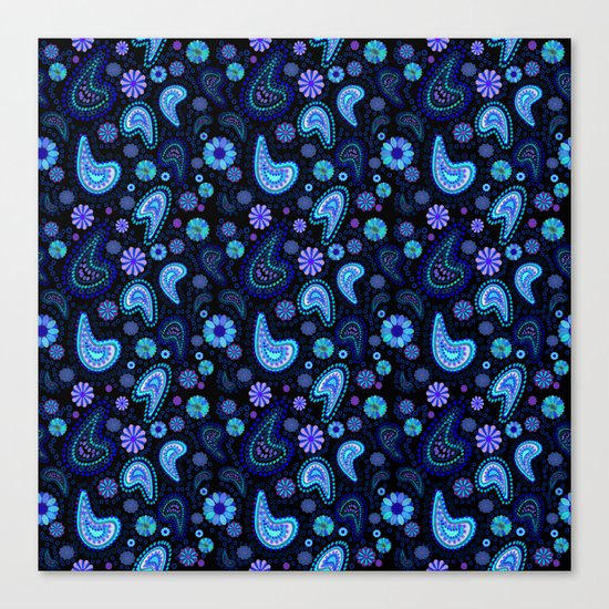 Paisley Power (Black Background) Canvas Print