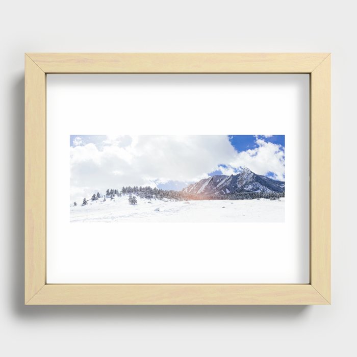 Flatirons in Snow Recessed Framed Print