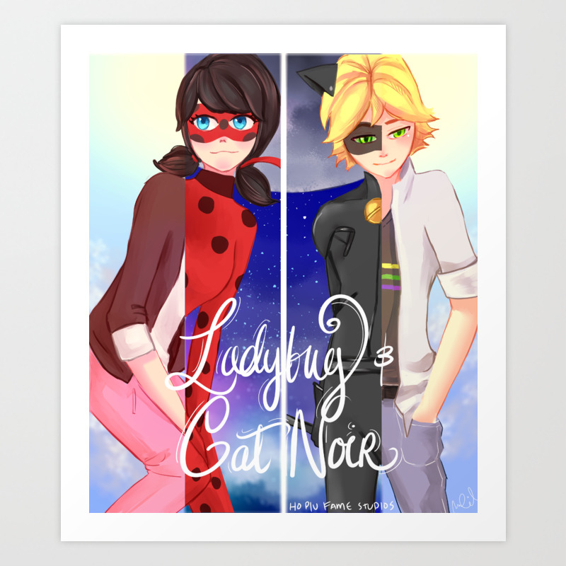 Miraculous Ladybug And Cat Noir Art Print By Hopiufamestudios Society6 Turn into the awesome superheroes miraculous ladybug and cat noir and jump into the miraculous universe. miraculous ladybug and cat noir art print by hopiufamestudios