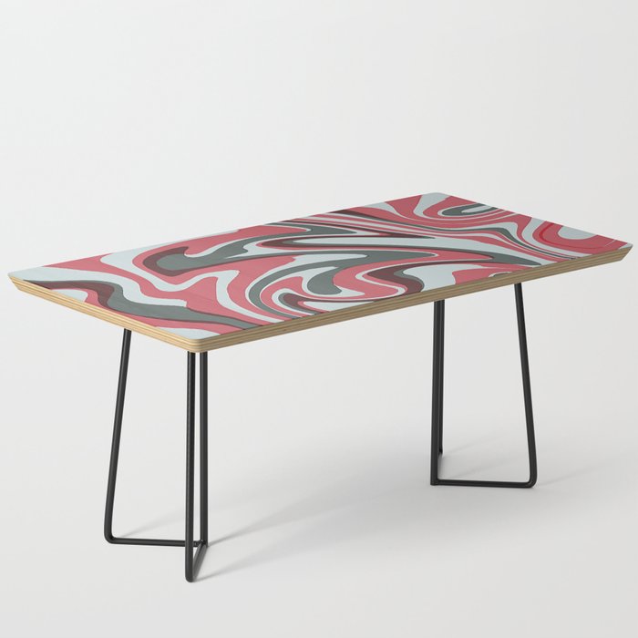 Unique Red And Grey Liquid Marble,Swirl Abstract Pattern Coffee Table