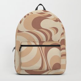 Abstract Groovy Retro Liquid Swirl in Brown Backpack
