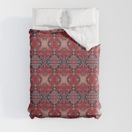 Bohemian Oasis: Heritage Oriental Moroccan Artistry in Red Duvet Cover