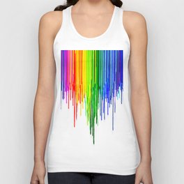 Rainbow Paint Drops on Black Unisex Tank Top