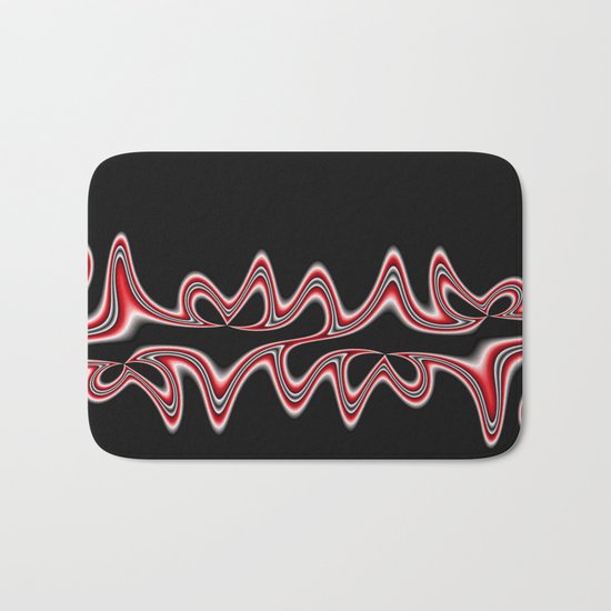 Fractal Line Art in Red, White and Black Bath Mat