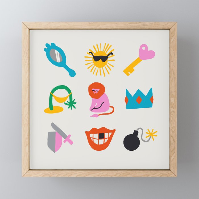 Leo Emoji Framed Mini Art Print