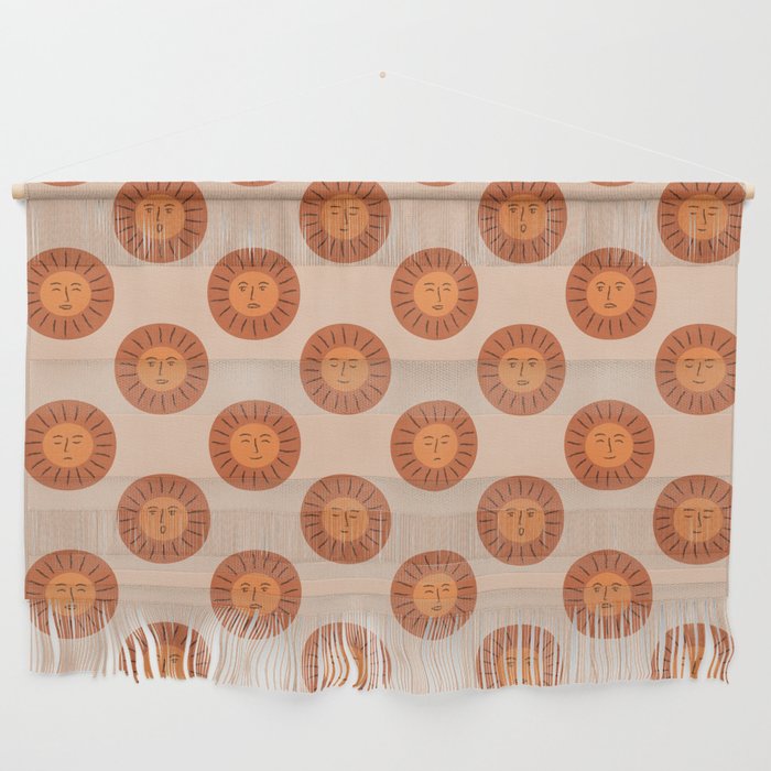 Fun Sun Face Pattern Cream Beige  Wall Hanging