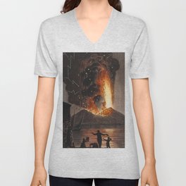 The Great eruption of Mount Vesuvius  V Neck T Shirt