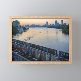 BU bridge at Sunrise Boston Massachusetts Charles River Rowers Framed Mini Art Print