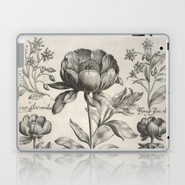 Antique floral black and white chinoiserie flower vintage Paris flowers French botanical goth print Laptop Skin