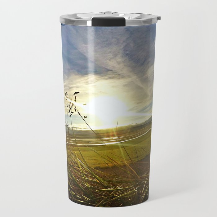 Icelandic Sunset from the Grass Roof of a Turf Farmhouse (1) Travel Mug