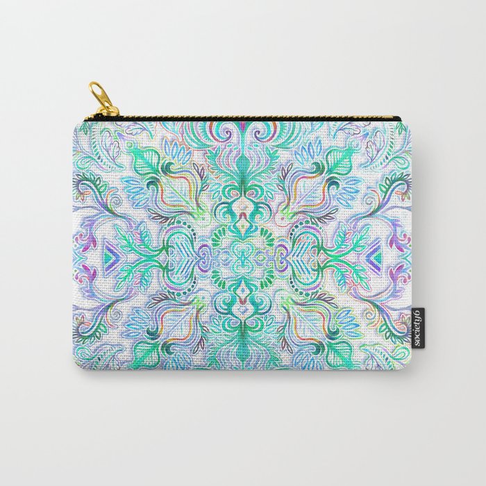 Painted Rainbow Doodles Carry-All Pouch