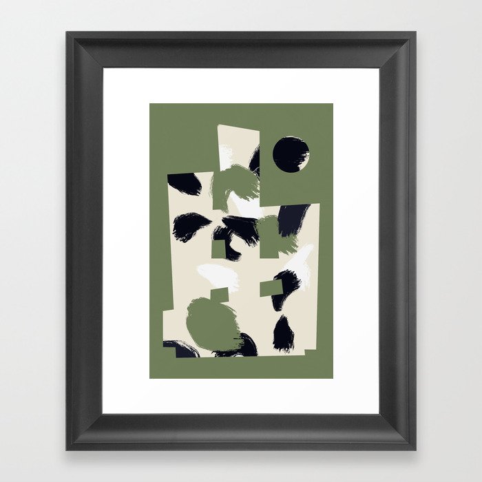 Abtract in matcha green and milk 02 Framed Art Print