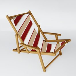 [ Thumbnail: Tan, White & Maroon Colored Pattern of Stripes Sling Chair ]