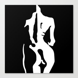 Naked Beauty From Behind  in Black and White Canvas Print