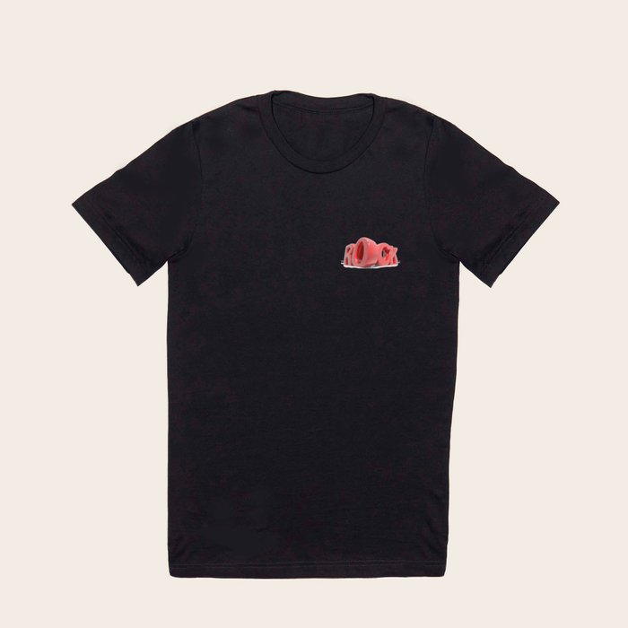 Rock in red letters on white background T Shirt by Carlo Toffolo