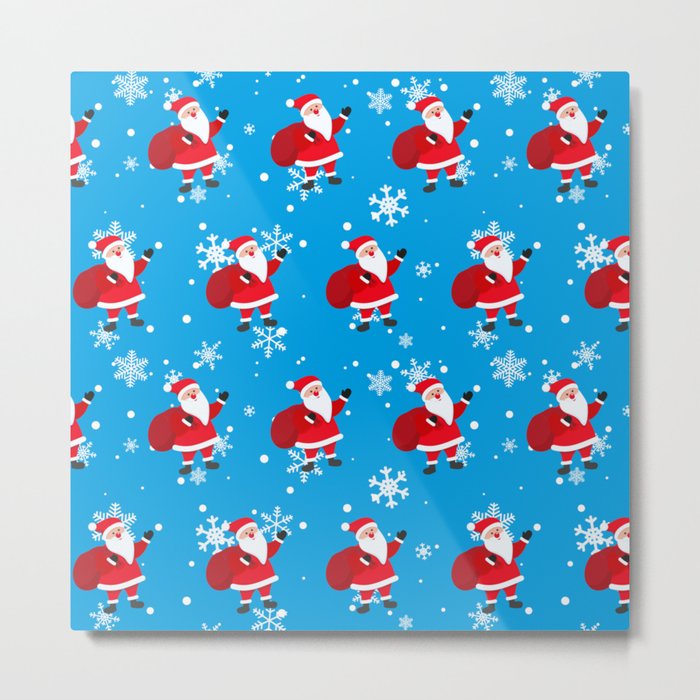 Bear Seamless Pattern Christmas Vector Santa Claus Hat Cartoon Scarf Isolated Repeat Wallpaper Teddy Tile Background Illustration Doodle Design 02 Metal Print