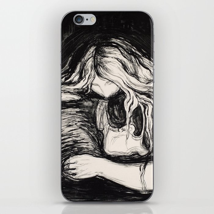Love and Pain (Vampire I) Edvard Munch Black White Print iPhone Skin