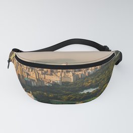 New York City Manhattan skyline and Central Park aerial view at sunset Fanny Pack