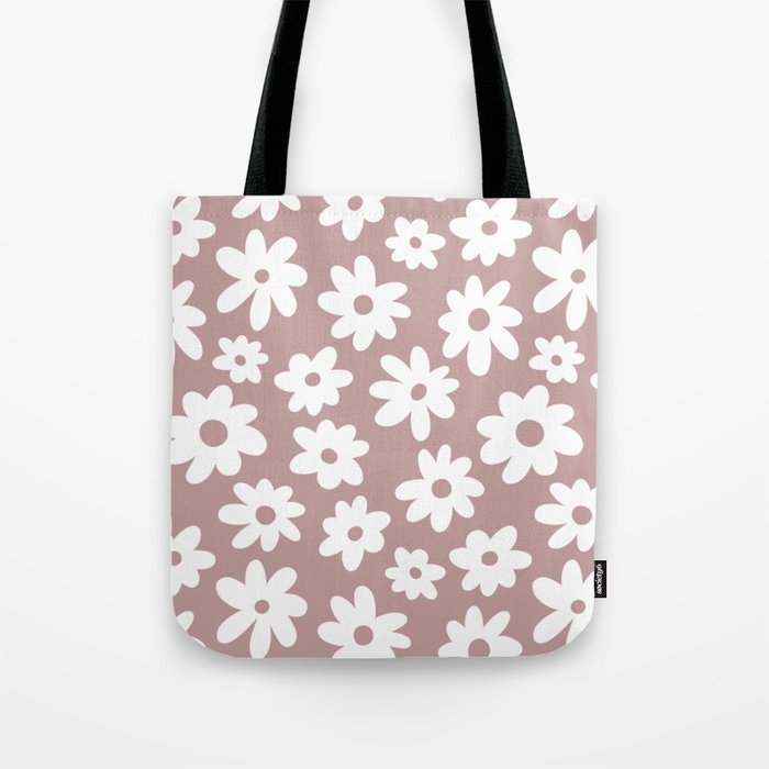 Daisy Flower Pattern (dusty rose/white) Tote Bag