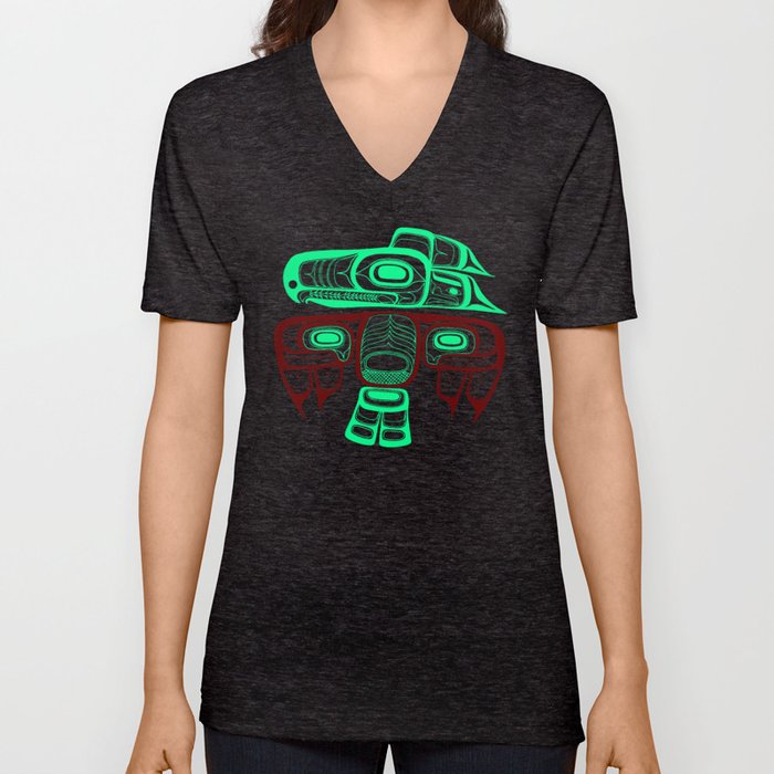 Native American style Tlingit Thunderbird V Neck T Shirt