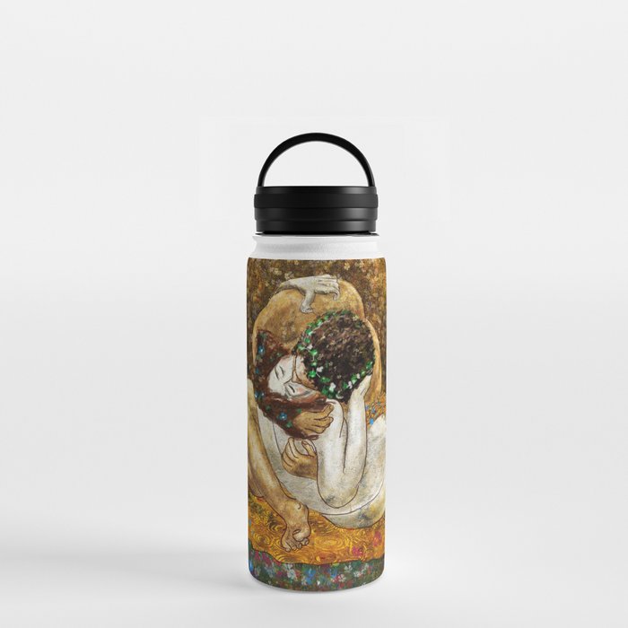 The kiss, part II, Gustav Klimt lovers portrait Water Bottle