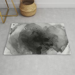 Black and Grey Abstract Watercolor Painting Monochrome Nebula 3 Area & Throw Rug
