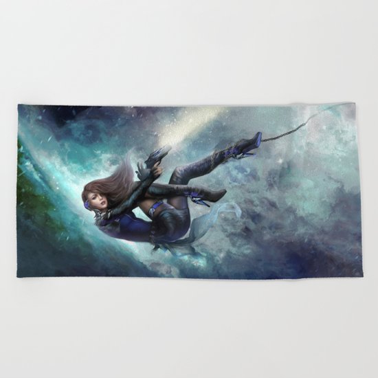 Espionage 101 - Futuristic sci-fi girl spy Beach Towel