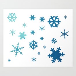 Snowflakes Watercolor Pattern Inspired by Frozen Art Print