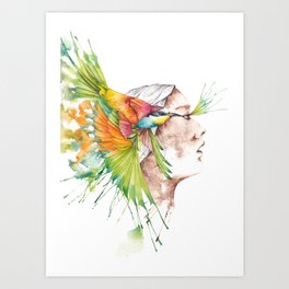 Winged Dreams | Bee Eater Watercolor Art Art Print