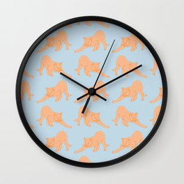 Ginger Cat Stretching Pattern Wall Clock