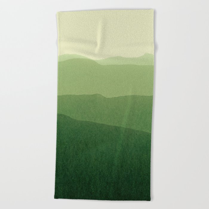 gradient landscape green Beach Towel