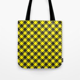 Diagonal Yellow and Black Flannel-Plaid Pattern Tote Bag