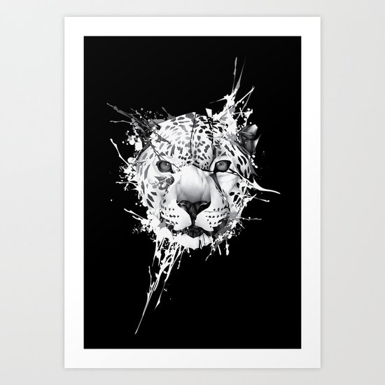 Leopard on black background Art Print