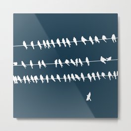 Birds on Wire Metal Print